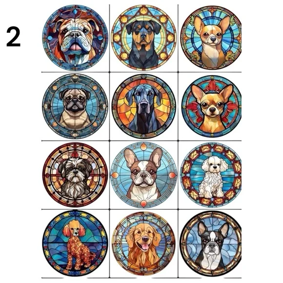 Dog keychains. Personalized stain glass look made of 2” wood made to order - Picture 6 of 15